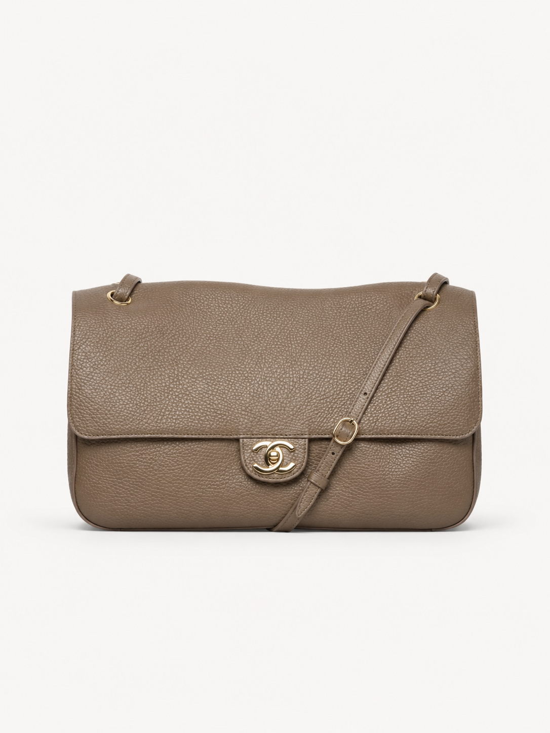 Grained Leather Flap Shoulder Bag