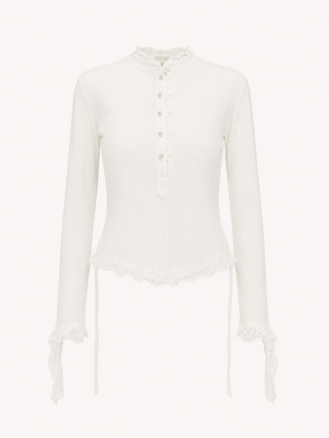 Lace-Trim Long Sleeve Top